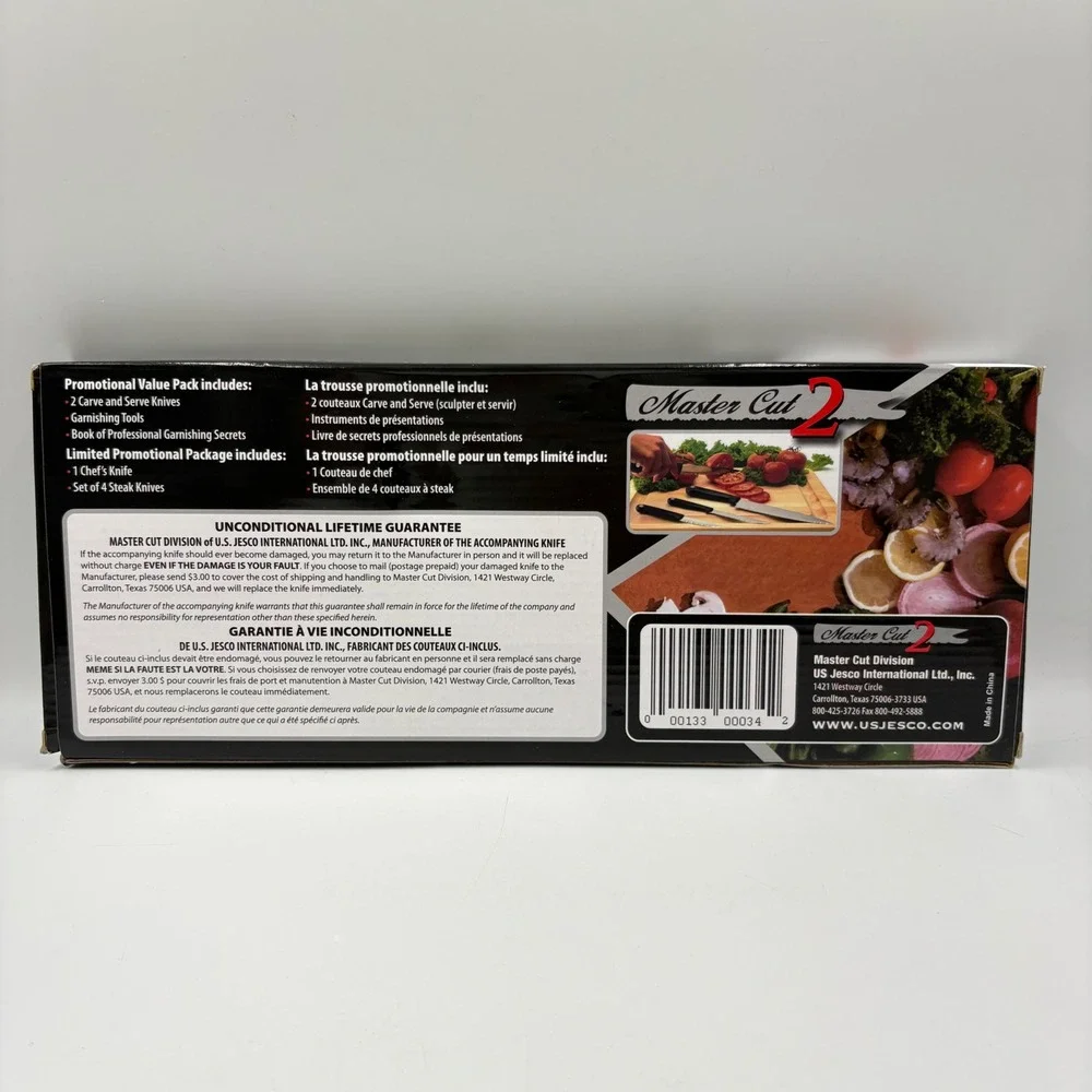 Master Cut 2 Knife Set Kitchen 9pc Black Surgical Stainless Steel Garnishing